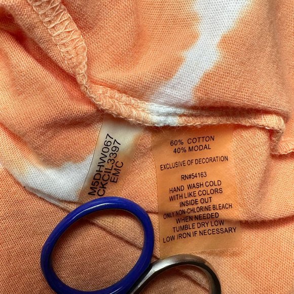 Calvin Klein | Orange & White Pattern 3/4 Sleeve Button Down Shirt | Size M - Picture 8 of 10